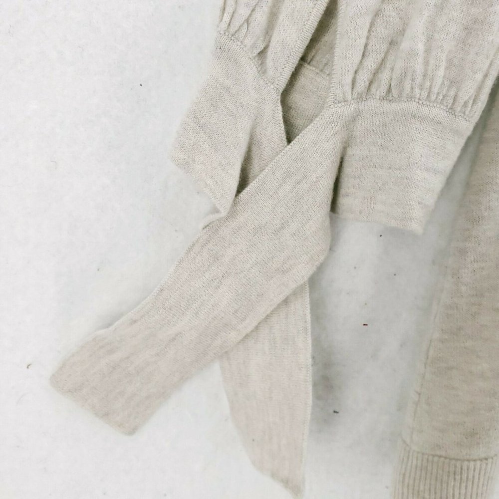Club Monaco 100% Cashmere Beige Lightweight Knit Top Tie Sleeve Size LARGE - Picture 3 of 7